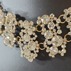 Elegant Gold and Silver Crystal Bling-bling Collar Necklace
